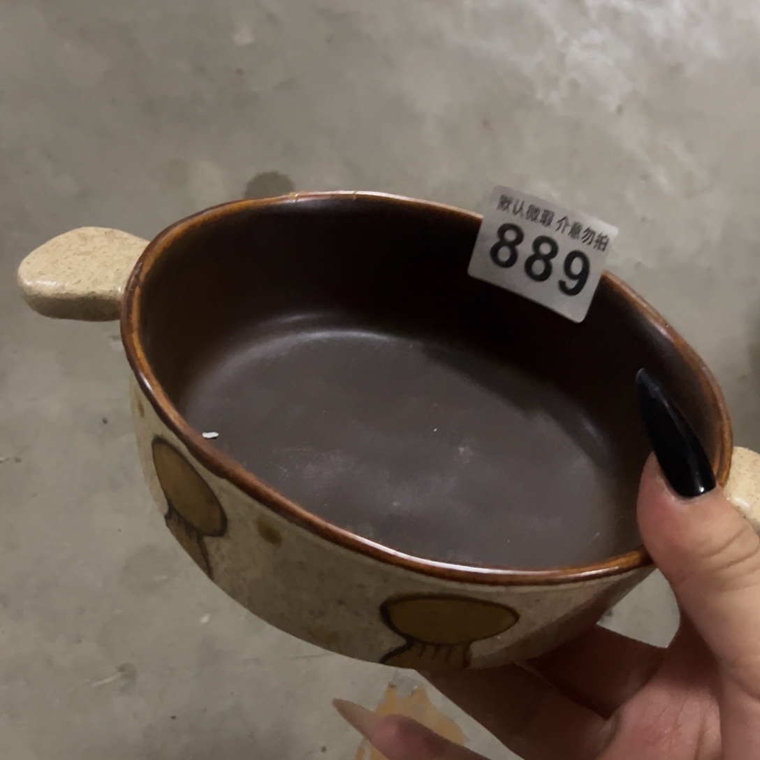 搪瓷瑕疵裂釉蘑菇双耳一个889