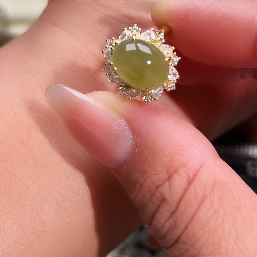 翡翠银S925镶嵌戒指缅甸天然A货翡翠戒指