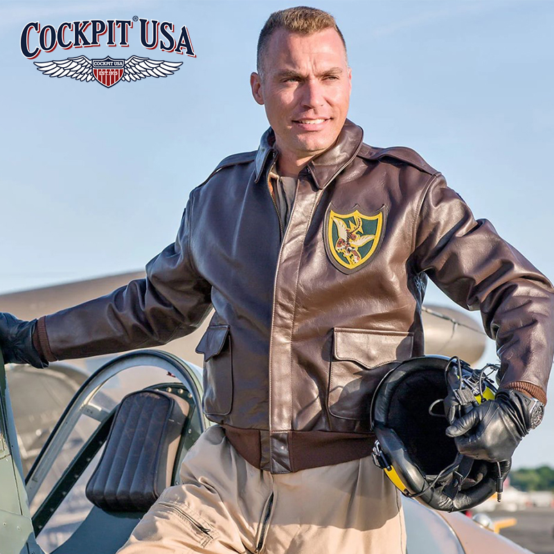 cockpit飞虎队第23战斗机群皮衣飞行夹克马皮战术外套男