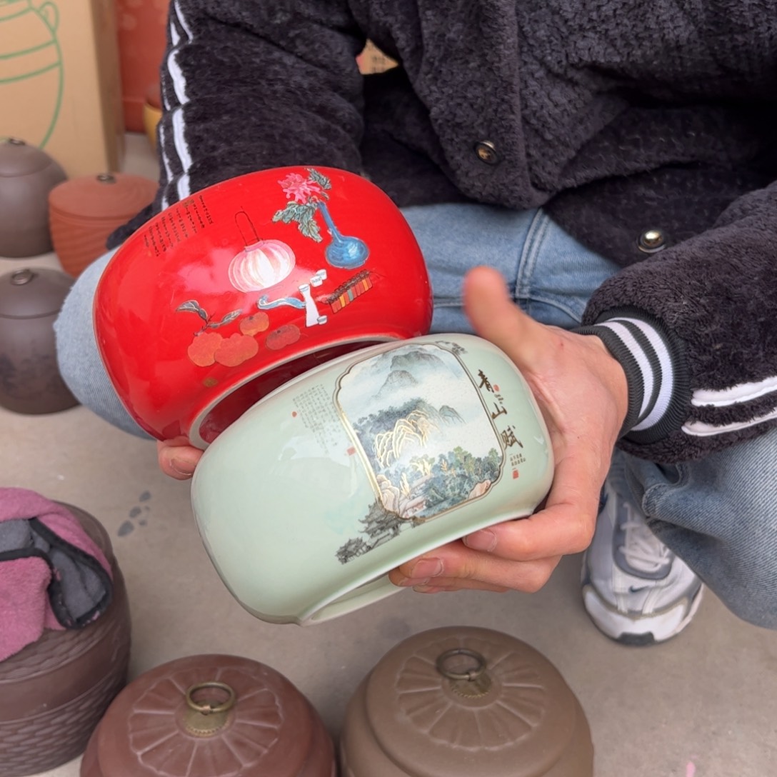 紫砂茶叶罐瓷釉醒茶罐