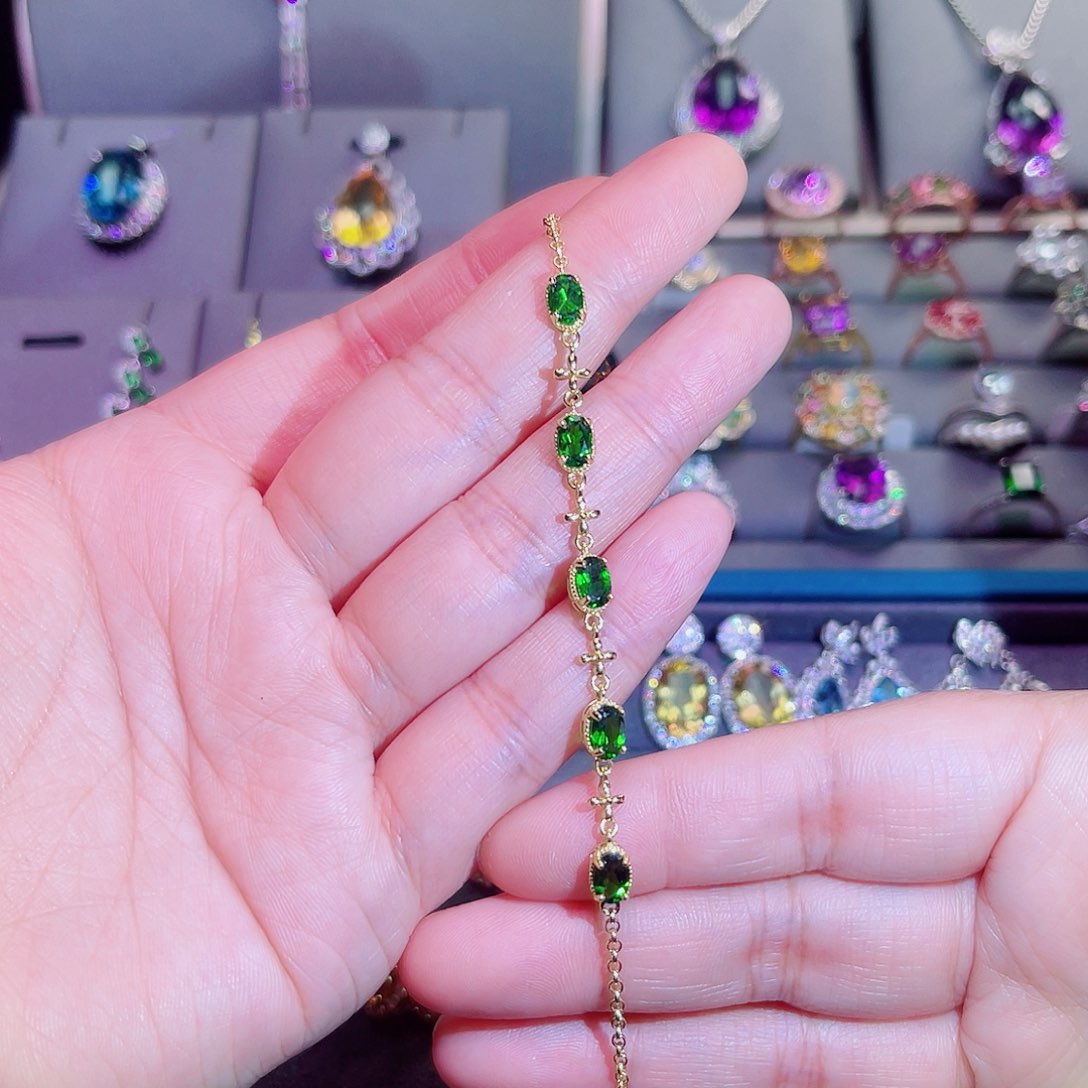 银S925镶嵌透辉石手链