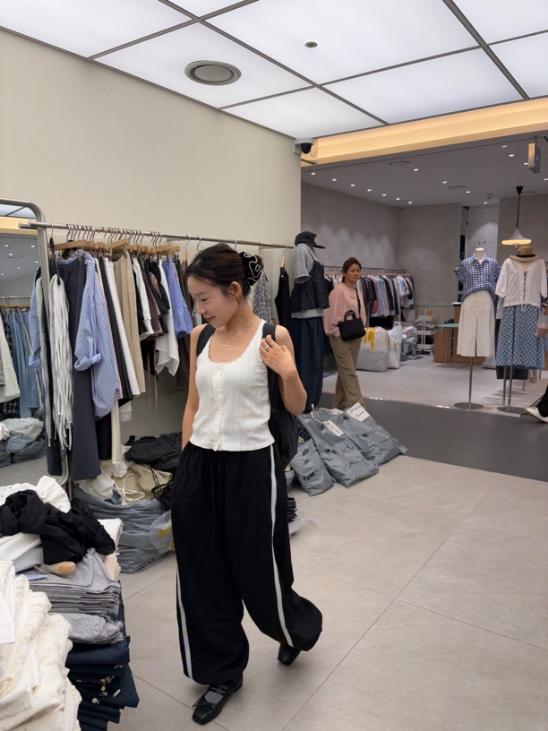 东大门蕾丝抽绳运动长裤no退no换