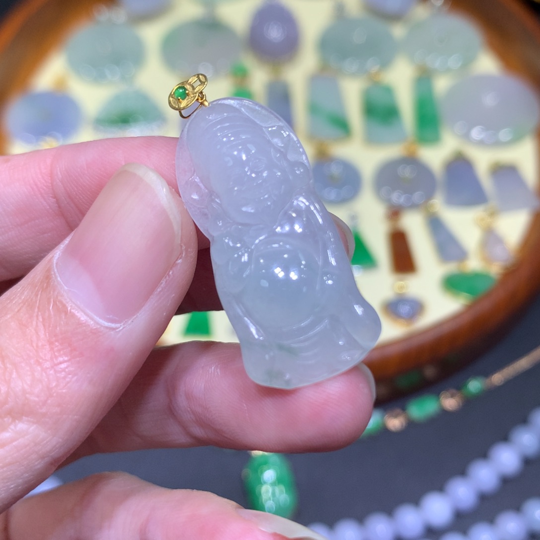 翡翠吊坠(不含链)18K金镶嵌