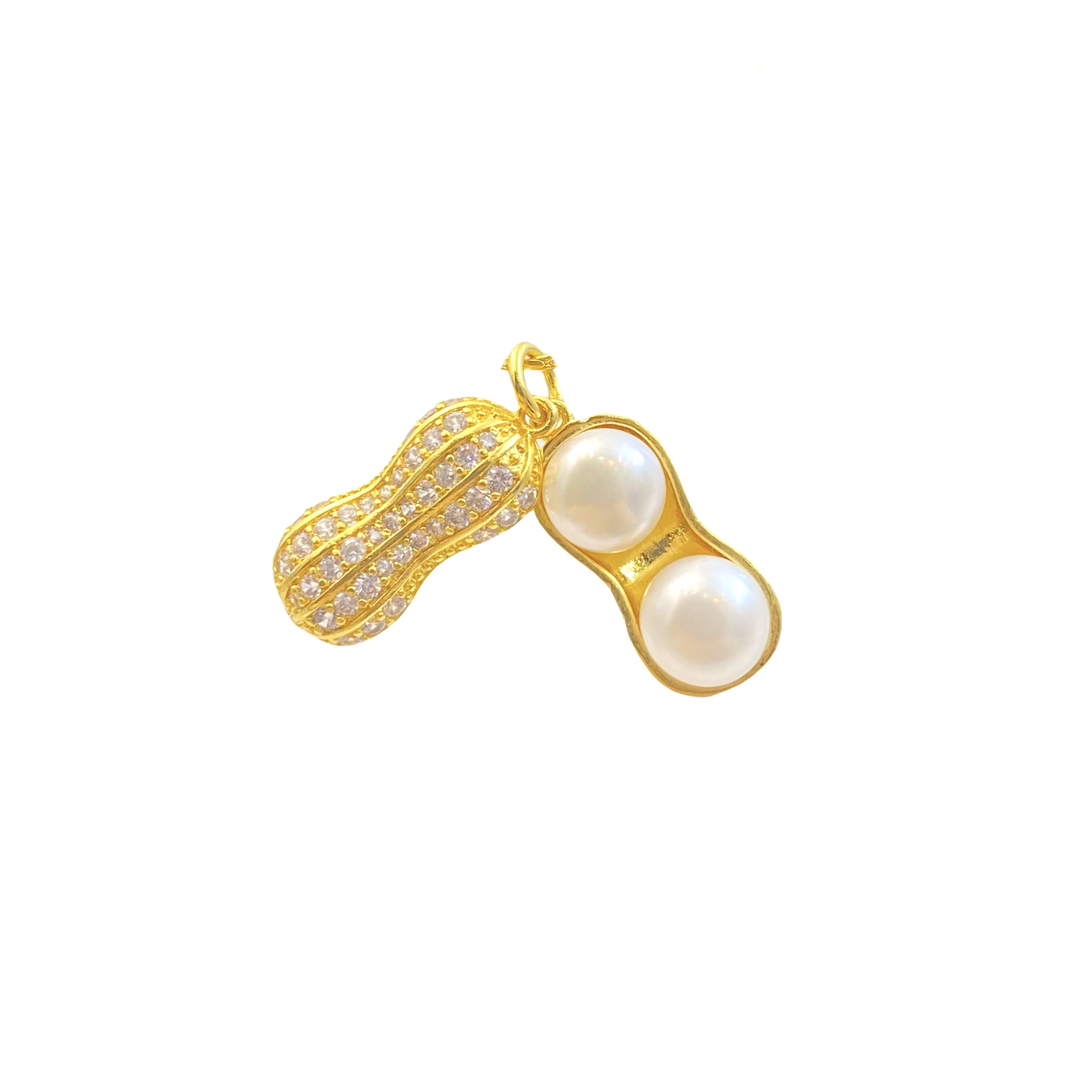 淡水珍珠精光白花生吊坠Y2289X合金