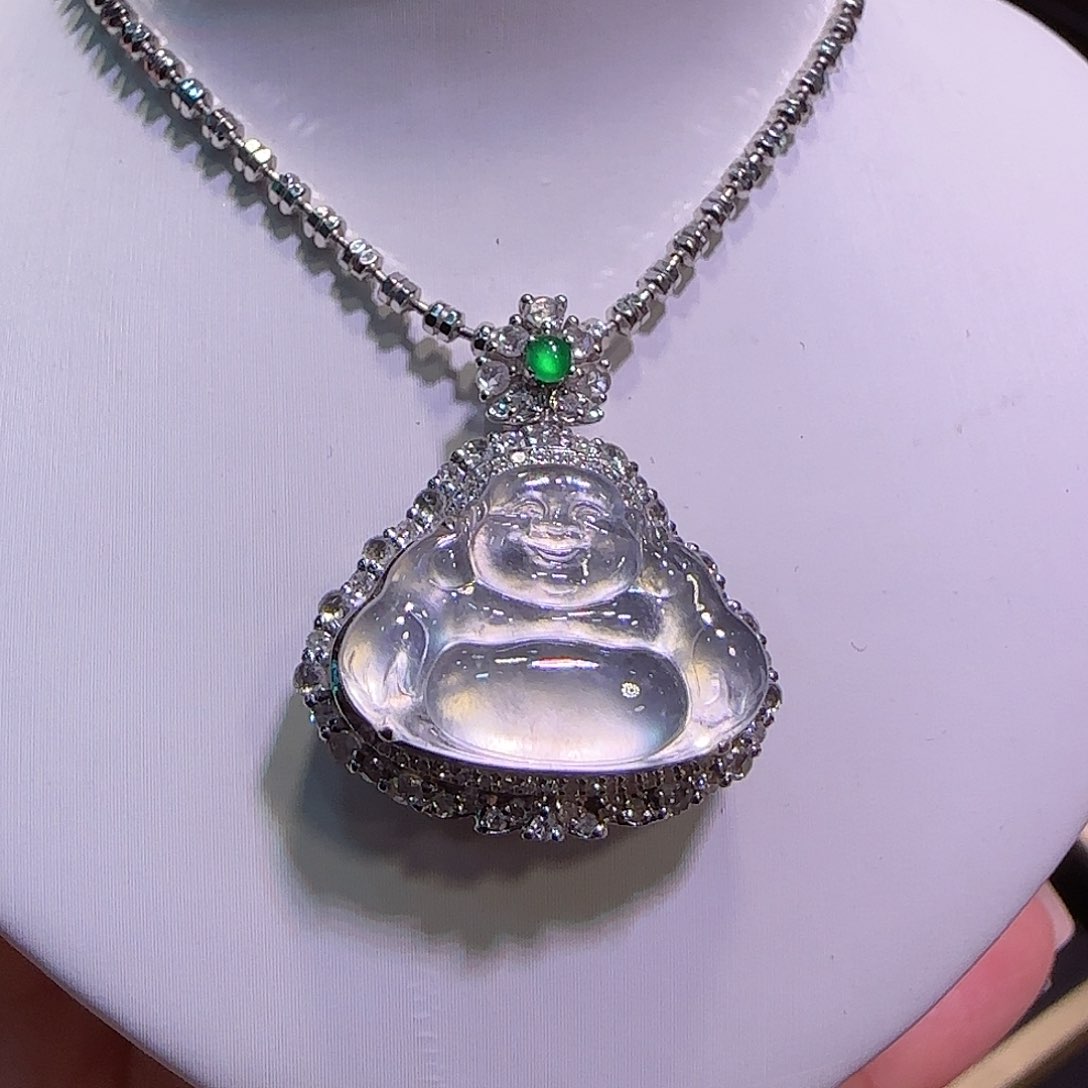 翡翠18K金镶嵌吊坠(不含链)佛公