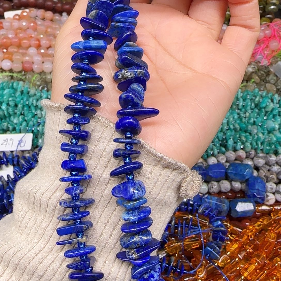 玛瑙/玉髓合金珠宝半成品青金8-10mm一条