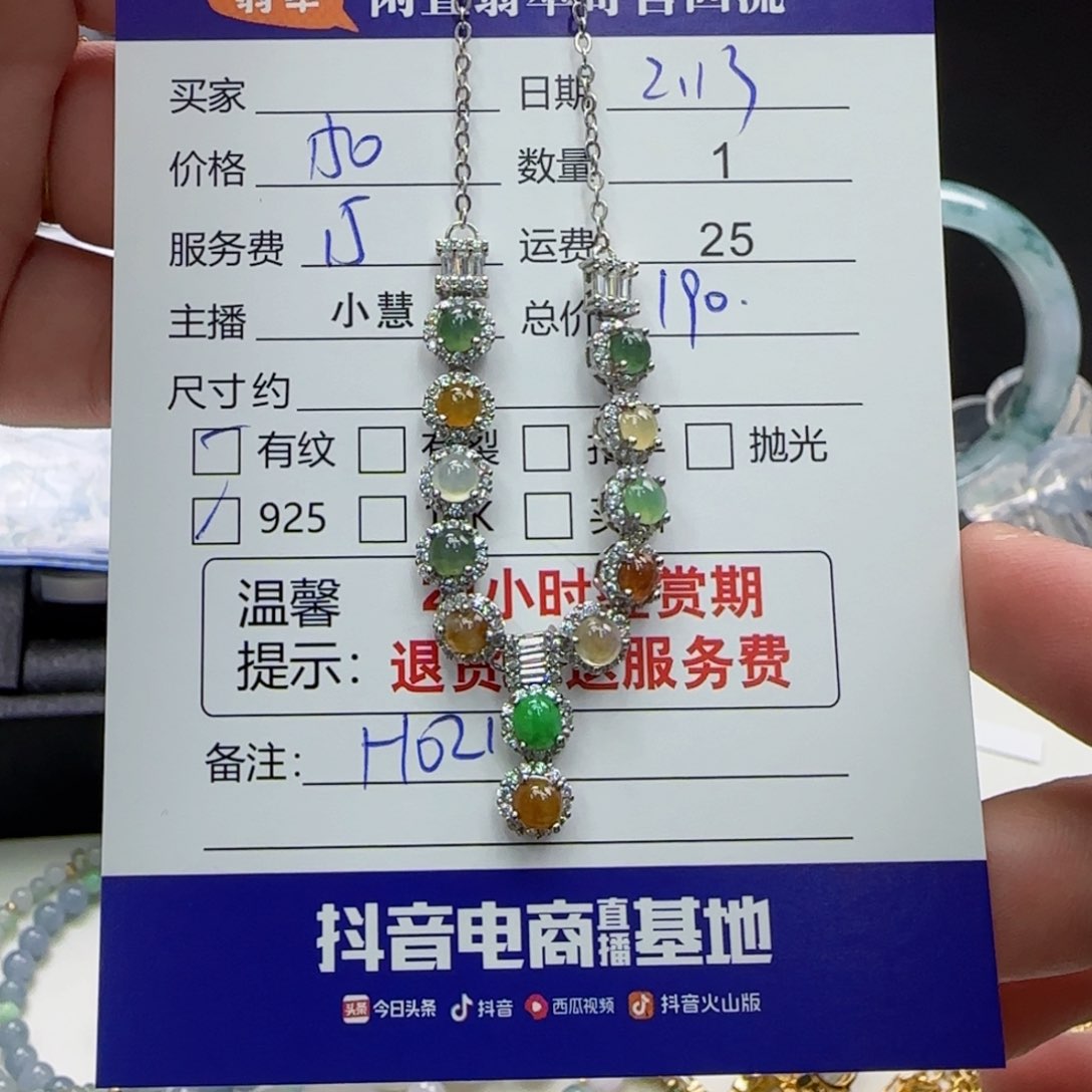 翡翠颈饰银S925镶嵌翡翠