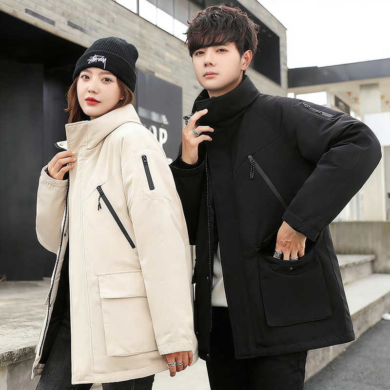 国标90绒情侣冬季新款羽绒服男士休闲连帽加厚保暖抗寒