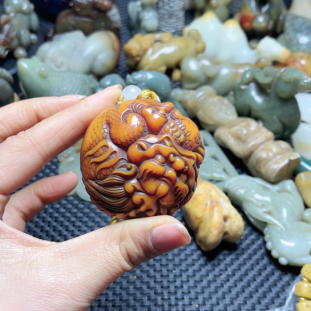 白玉菩提吊坠摆件