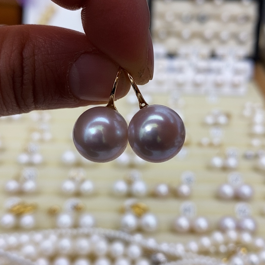 淡水珍珠耳饰18K金镶嵌