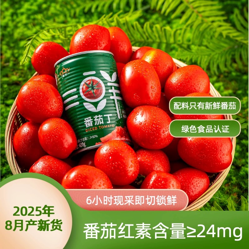 （25年新）新疆冠农番茄丁400g*12罐/箱去皮切块 配料只有新鲜番茄