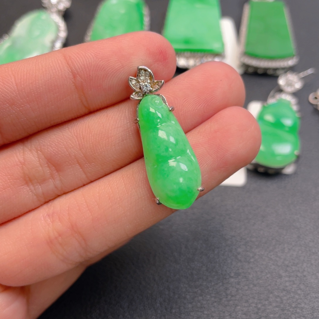 翡翠银S925镶嵌吊坠(不含链)