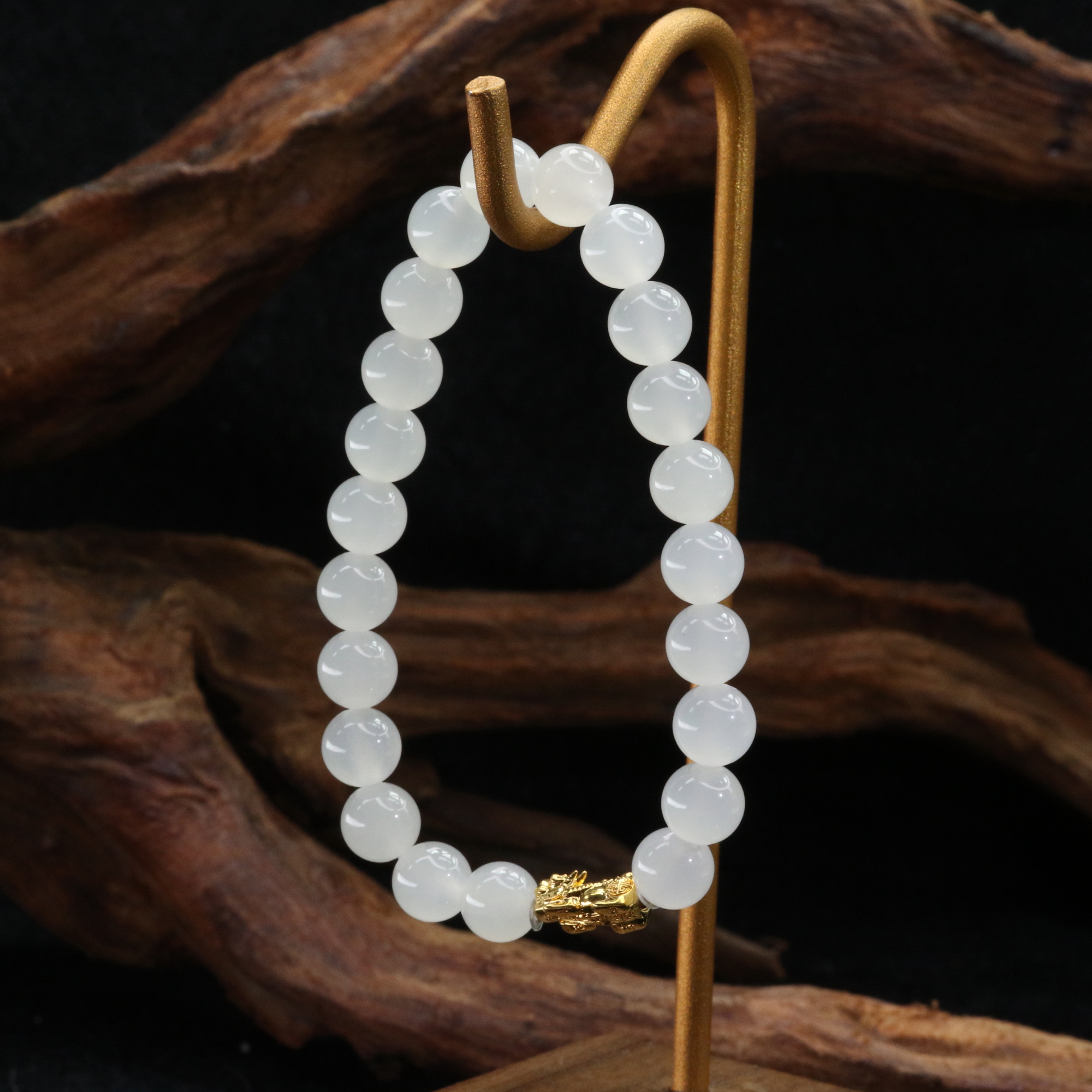 21和田玉18K金冰白手串/100602北京中保拍卖