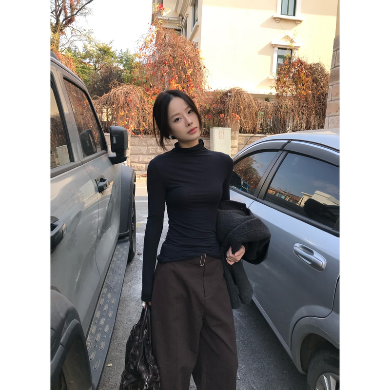 ZHONG HE · 25秋冬新款定制面料堆领打底衫弹力修身保暖针织上衣