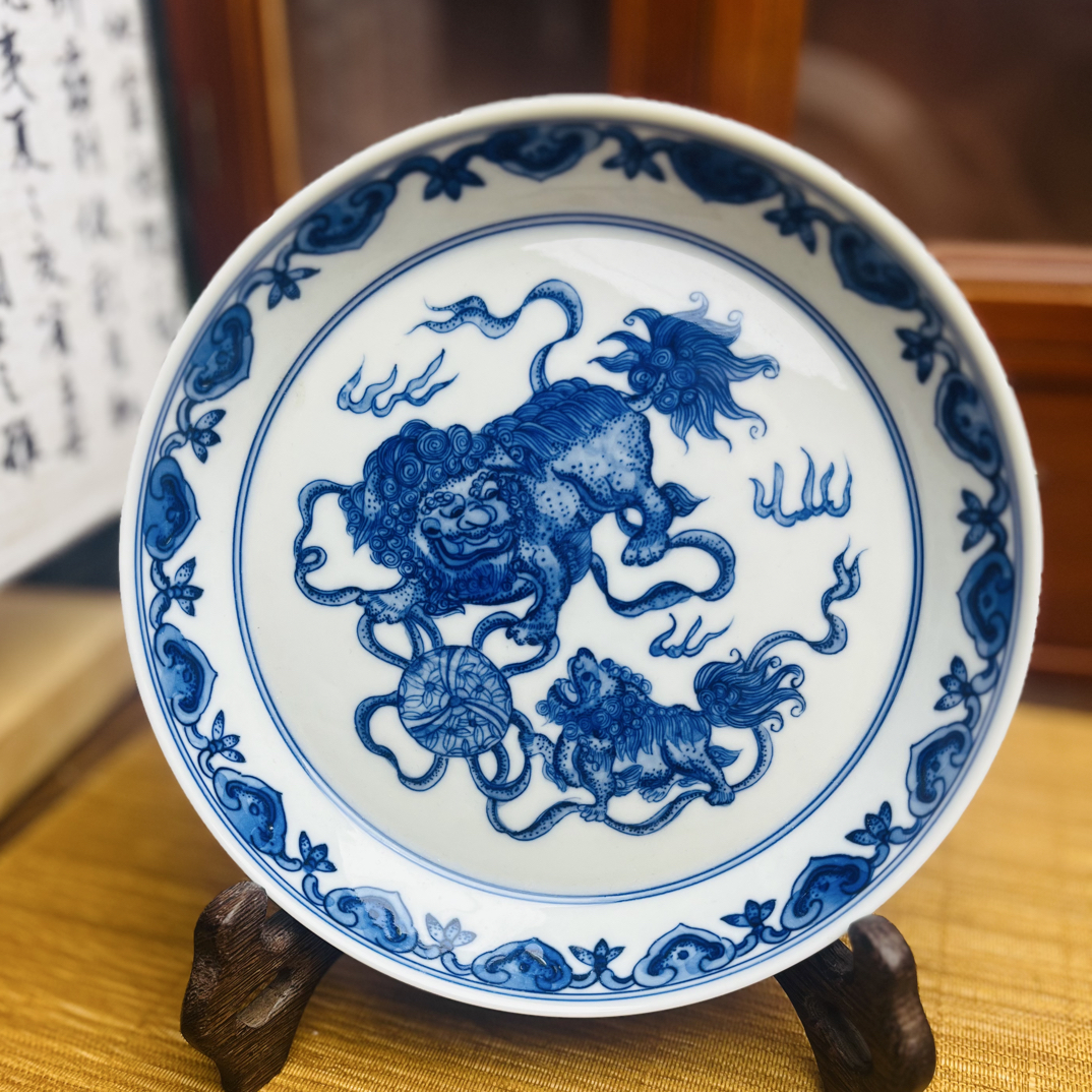 全手工双狮滚绣球壶承