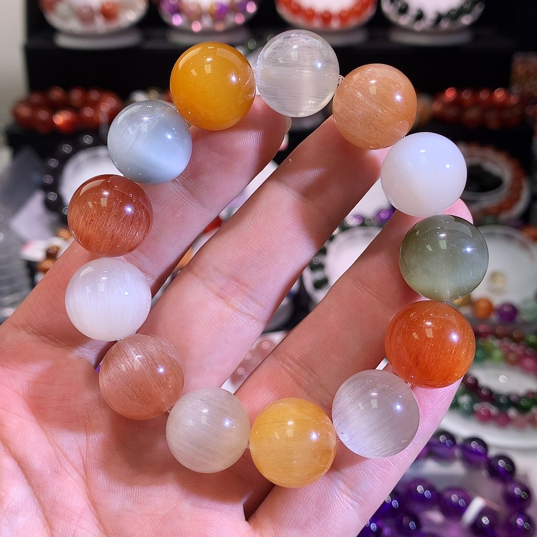 水晶未镶嵌手链糖果彩兔毛15.5+