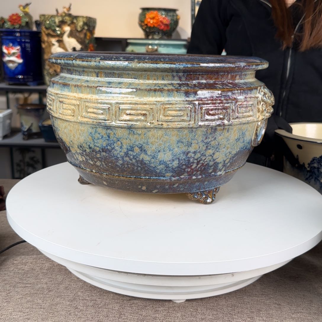 红陶一风堂石湾花盆。