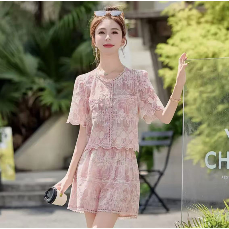 【冰逸甄选·时尚短裤套装】063  夏季气质显瘦减龄上衣+短裤两件套