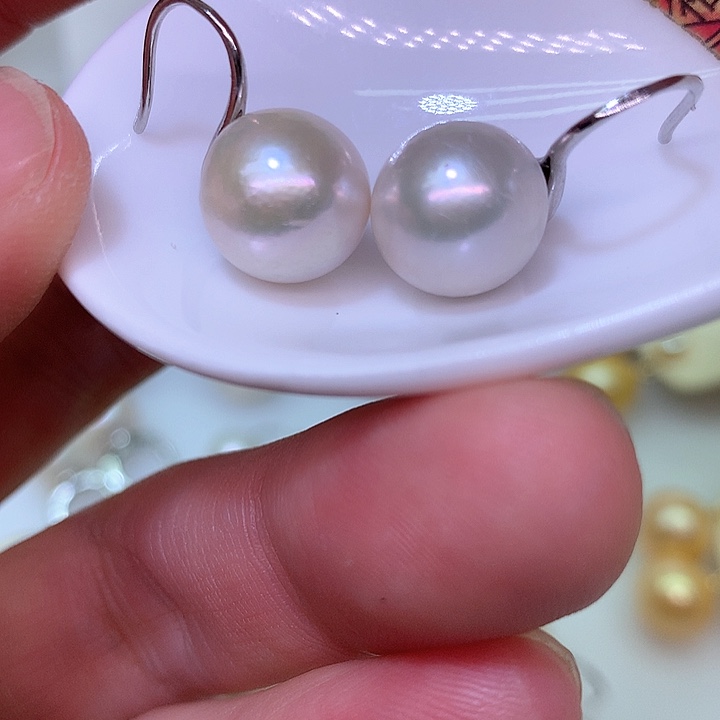 银S925镶嵌耳饰淡水珍珠