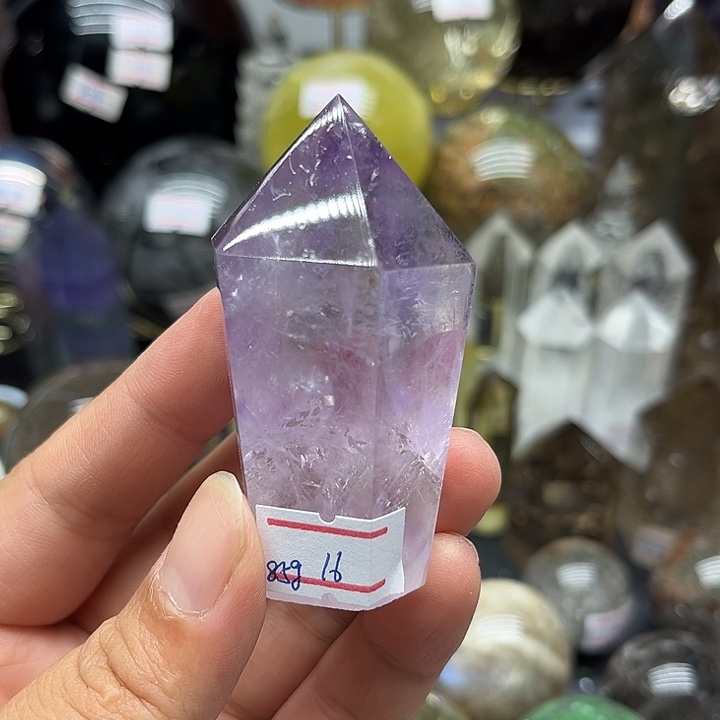 水晶珠宝半成品未镶嵌85克紫水晶柱