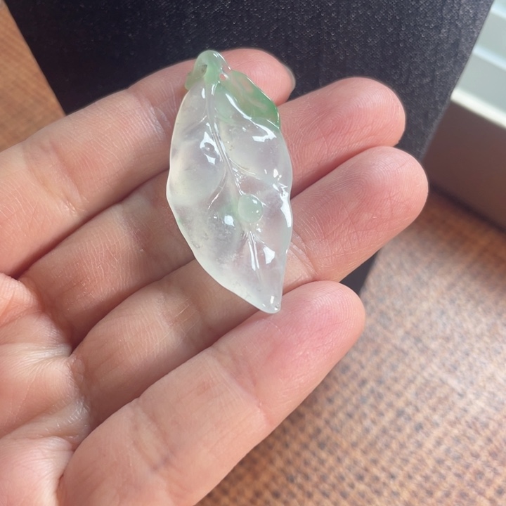 翡翠未镶嵌耳饰冰飘花随行叶子