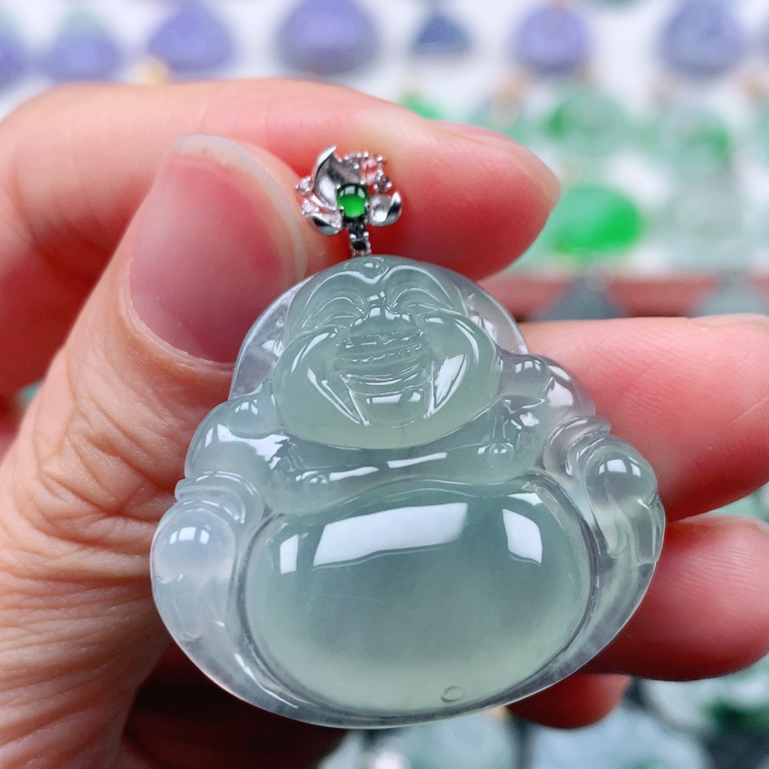 翡翠吊坠(不含链)18K金镶嵌