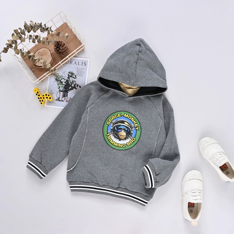 【优子壹家设计师款】儿童新款休闲针织连帽加绒T恤大童131111