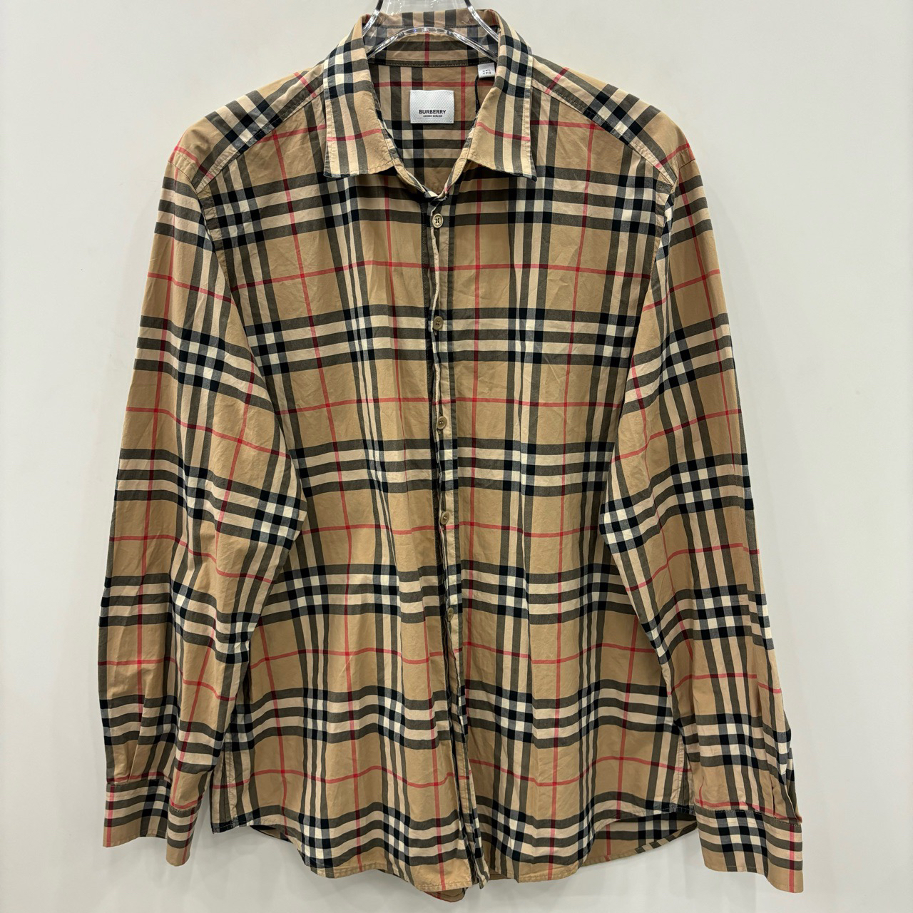 Burberry 博柏利/FW23 经典格纹翻领长袖衬衫/XL/99新/编号6997