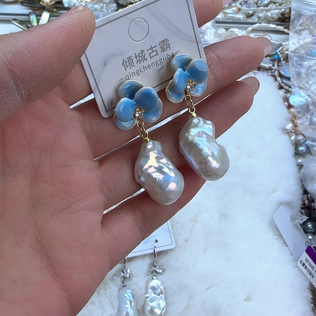 银S925镶嵌项链定制852淡水珍珠白*梅