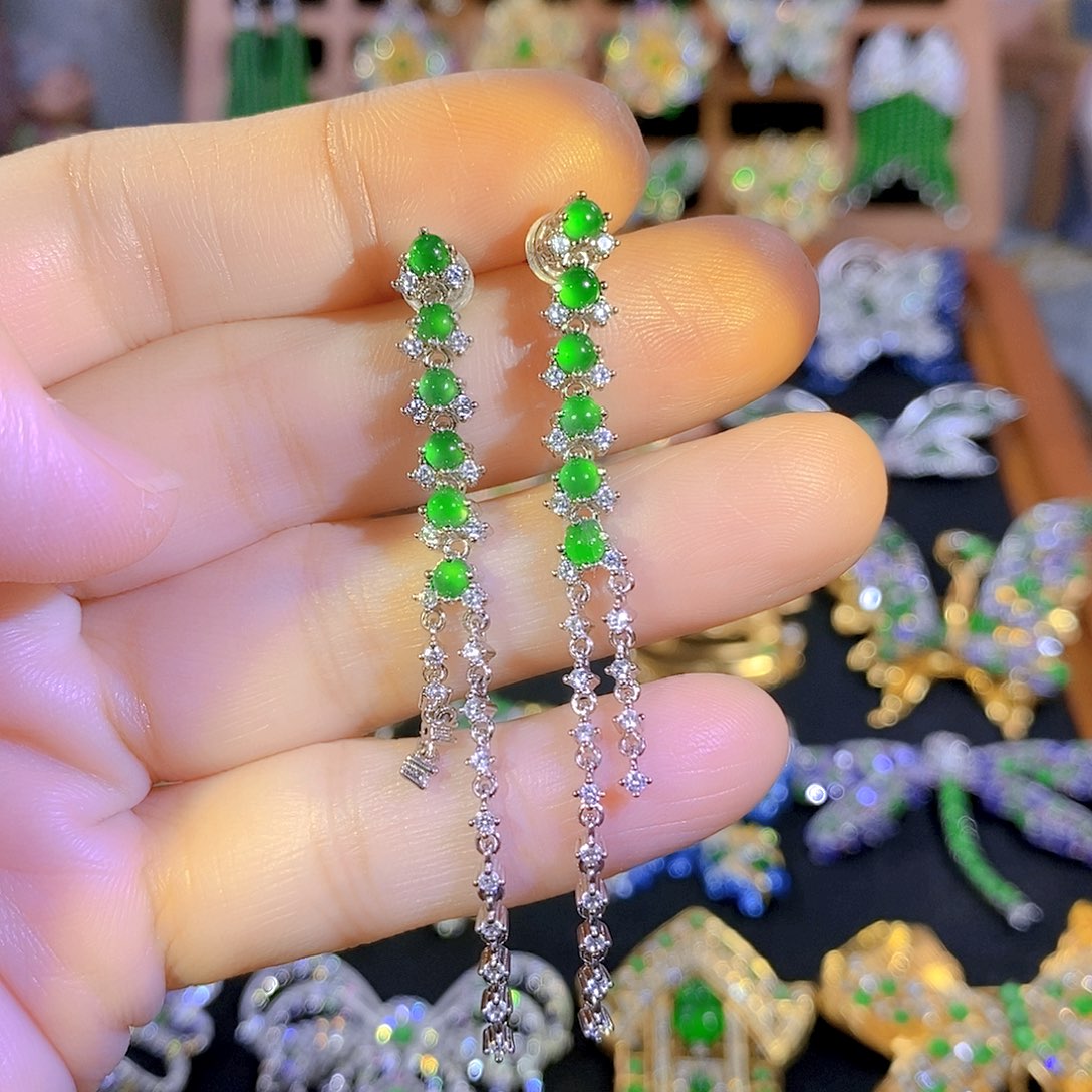 吊坠(不含链)银S925镶嵌翡翠