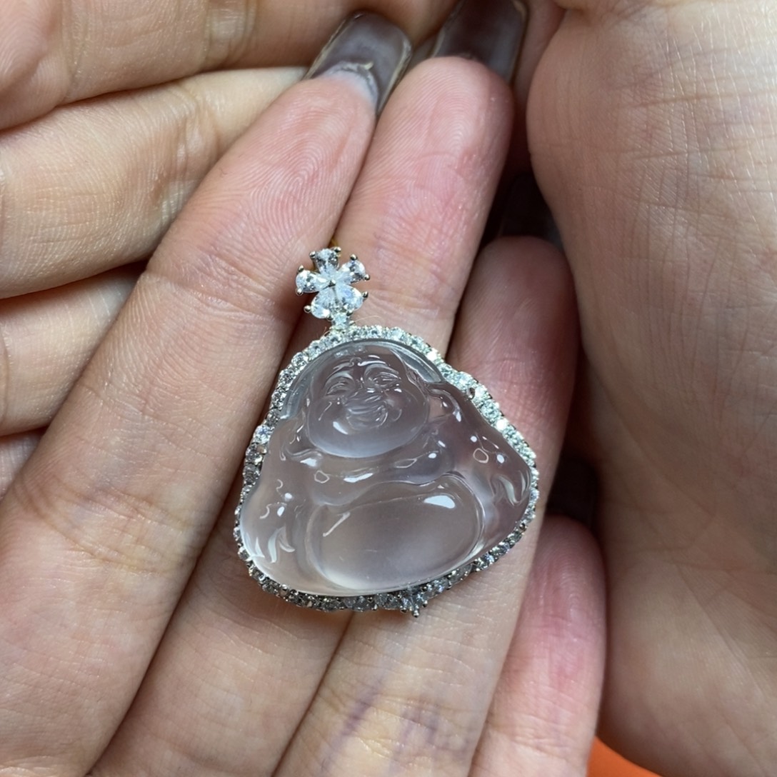 石英质玉佛公银S925镶嵌小*