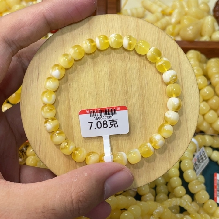 蜜蜡手链未镶嵌蜜蜡金瓷白手串