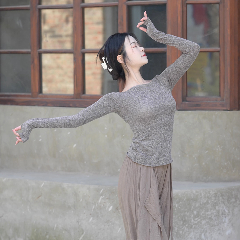 古典舞练功服长袖套指舞蹈服上衣女形体服秋冬中国古典舞成人艺考