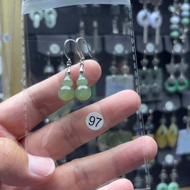 和田玉银S925镶嵌耳饰戒***烟