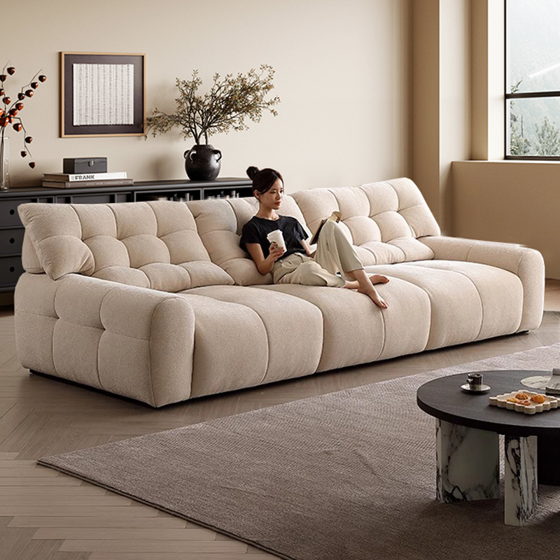 意式极简大黑熊雪尼尔绒布艺沙发小户型客厅多功能直排可调节靠背