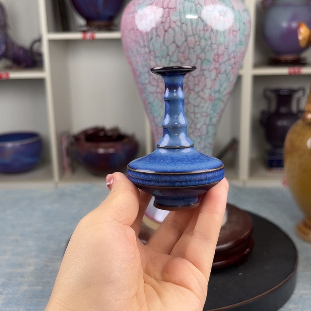 瓷片竹节瓶手拉坯炭烧珍品