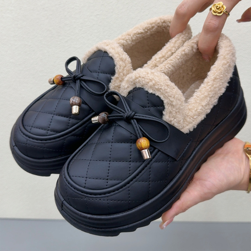【专柜正品】秋冬新款蝴蝶结保暖棉鞋气质减龄时尚百搭休闲加绒