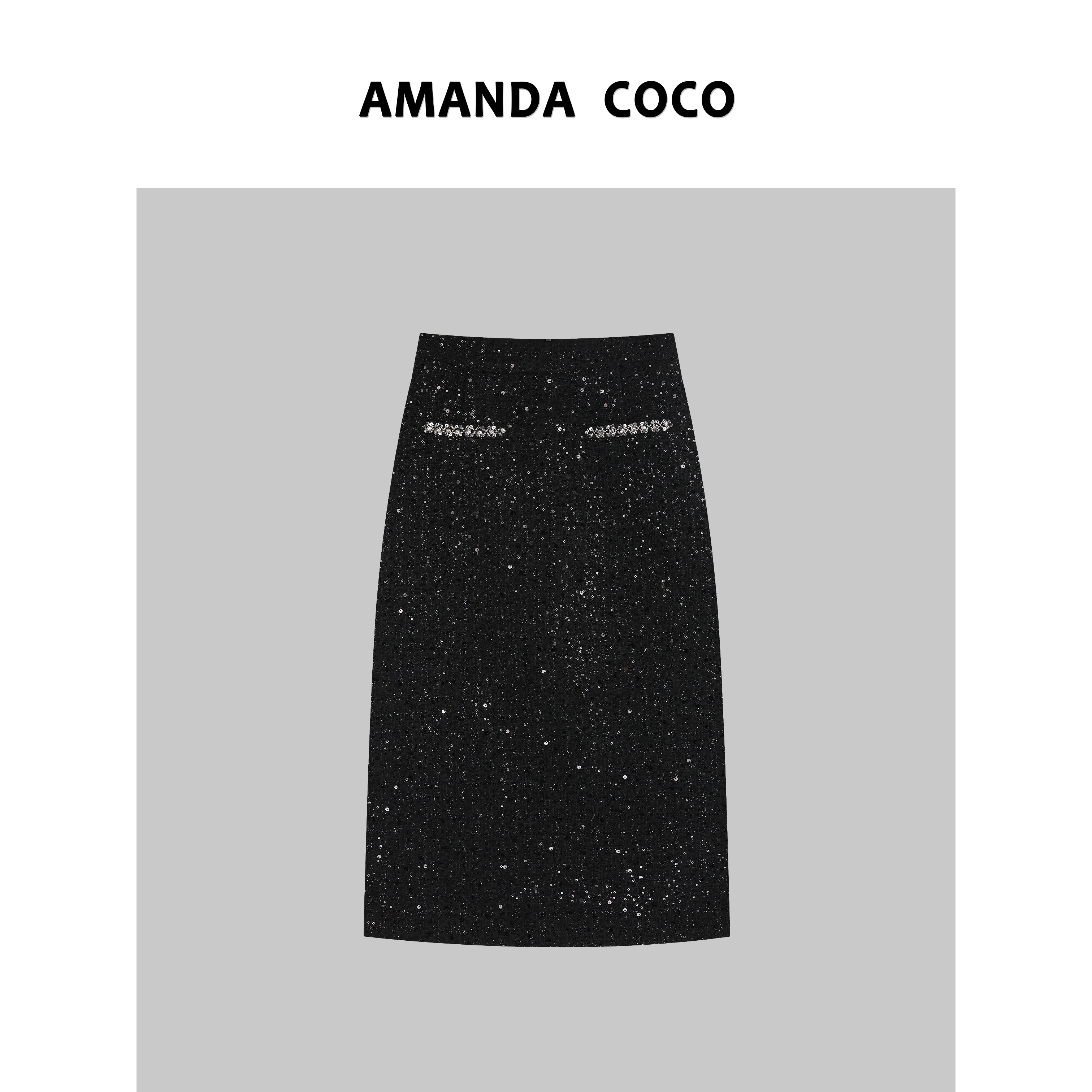 AMANDACOCO| 岚岚设计师款~高定串钻亮闪显瘦裙子