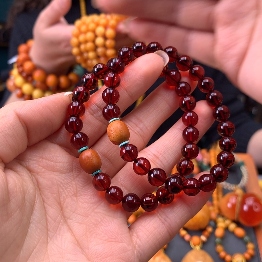 琥珀未镶嵌手串多样性发一