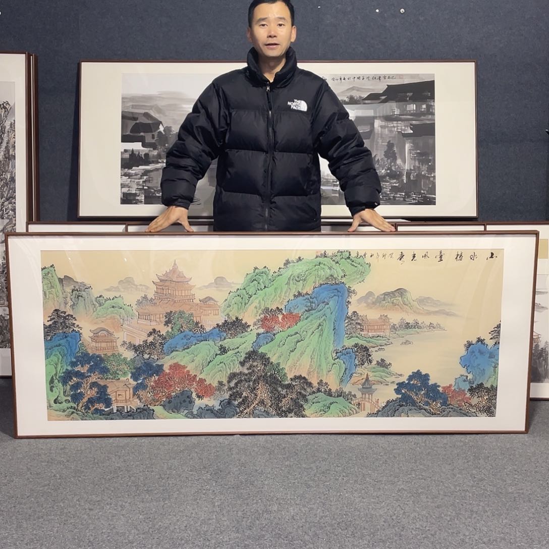国画手绘画作品带框发货