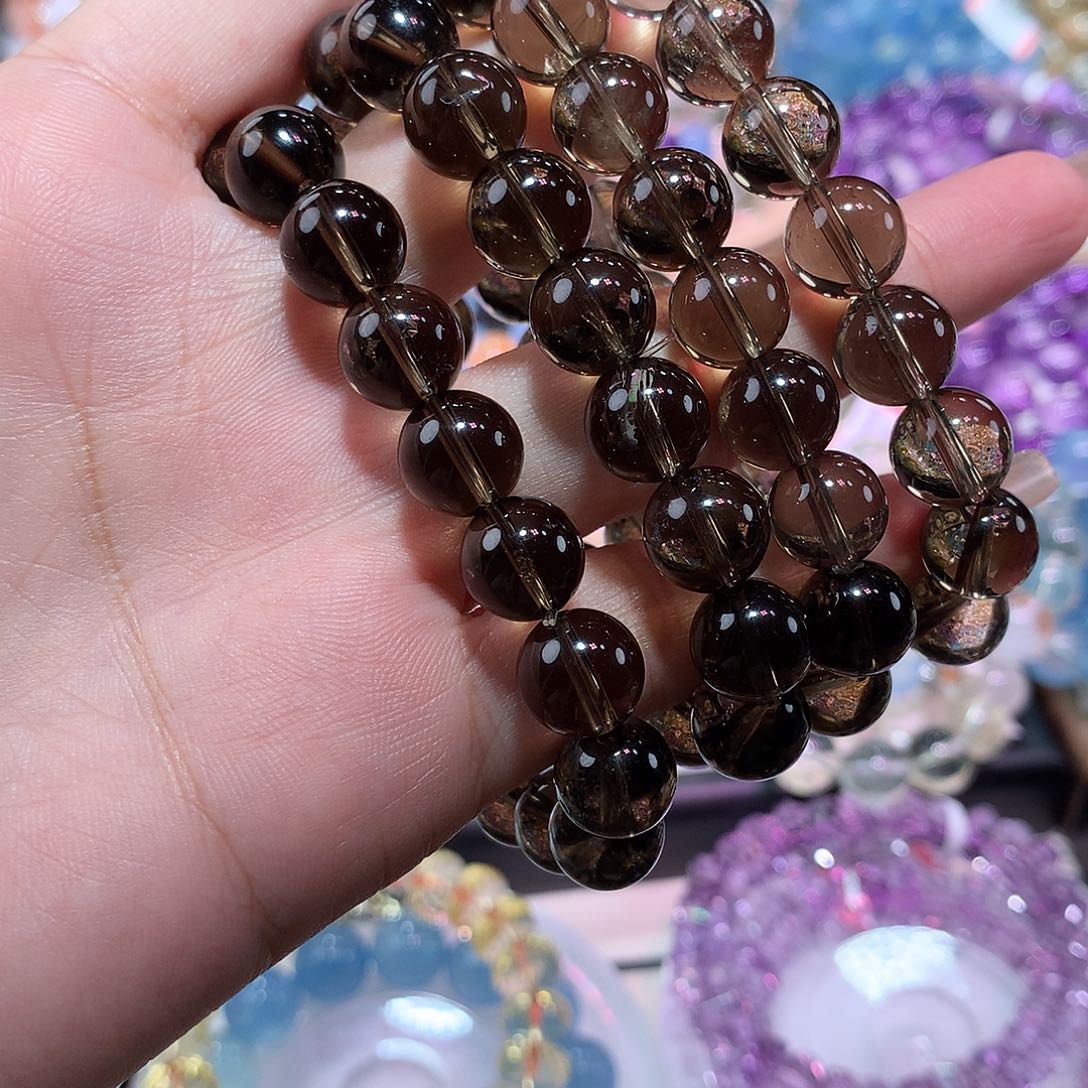 水晶手串未镶嵌茶晶10mm