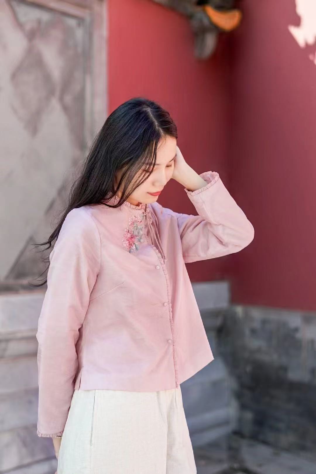 民族风复古中式绣花棉服短款上衣2991