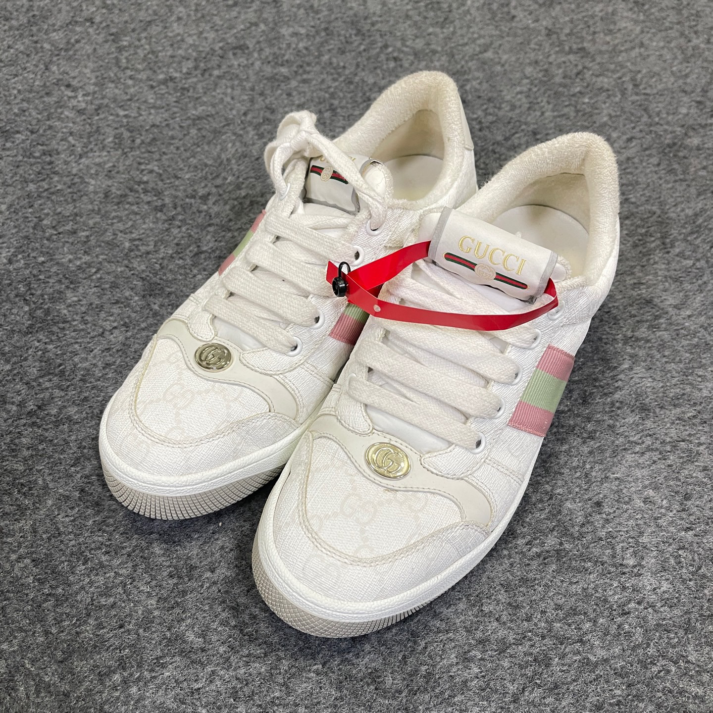 95新 GUCCI/古驰 脏脏鞋 帆布 圆头系带 低帮板鞋女款38/20668