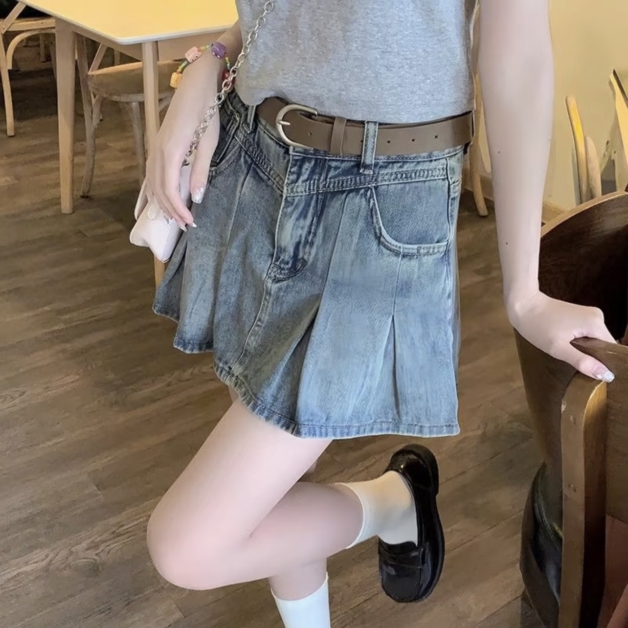 2025新款女式高腰牛仔工装短裙短裤修身显瘦时尚款（非主图款）
