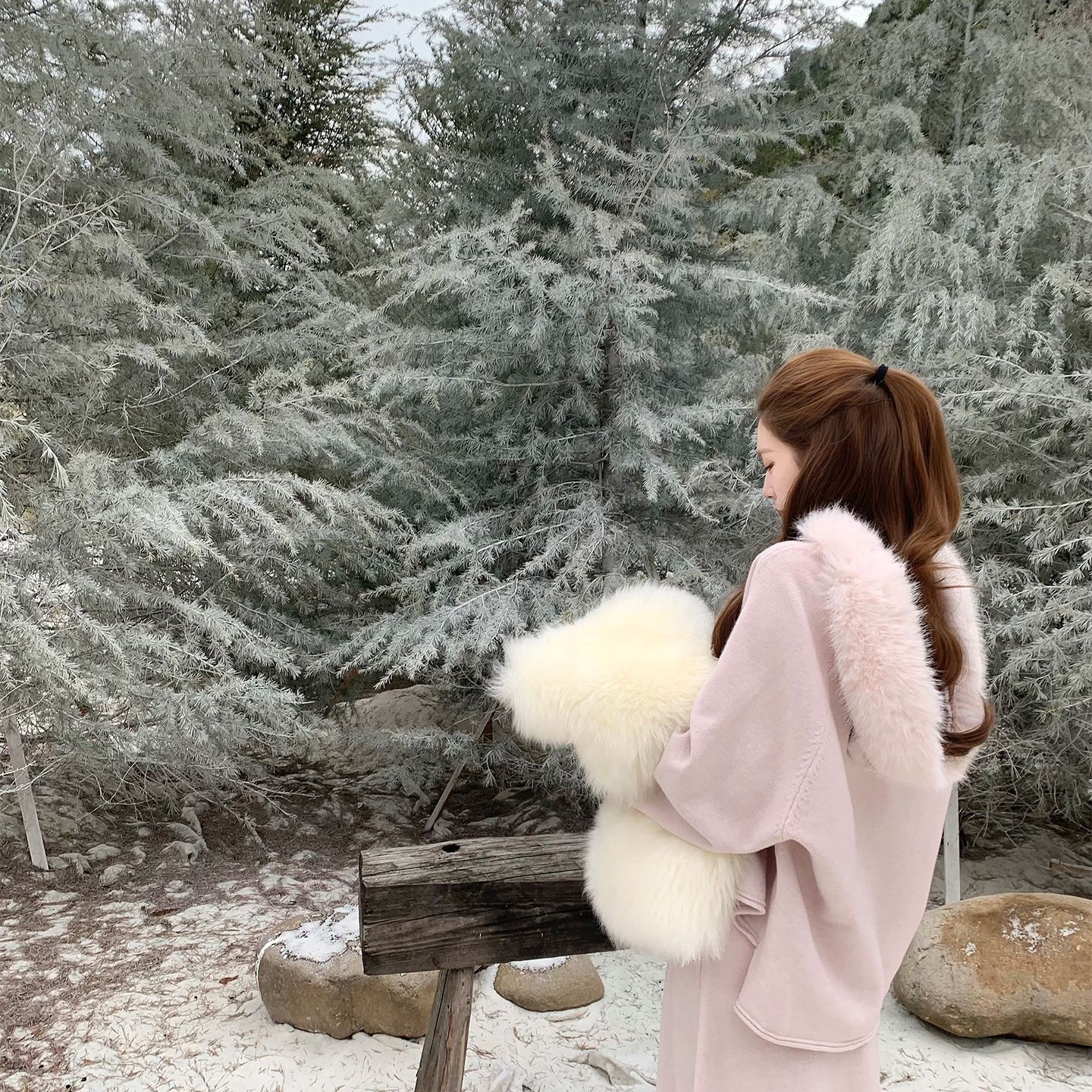 SourceWithU 12.30慵懒深冬 懒人三件套毛领可拆针织毛衣半裙围巾