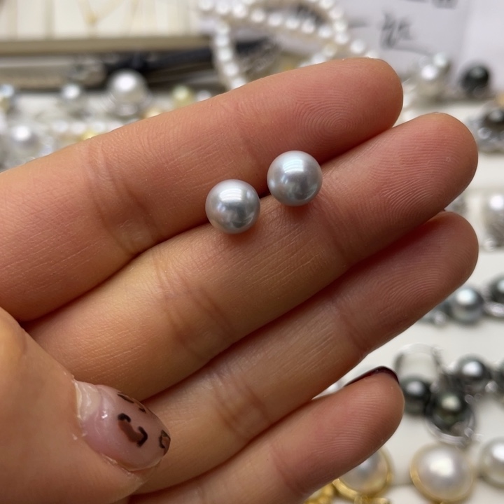 海水珍珠耳饰银S925镶嵌
