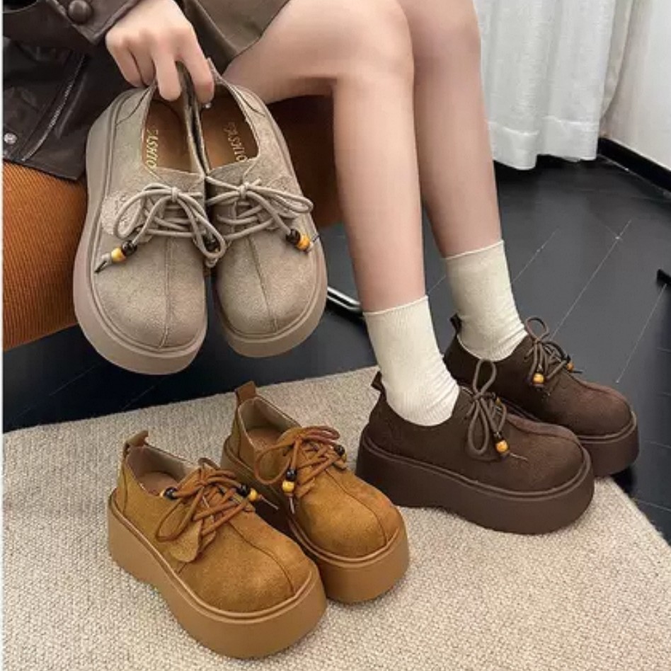 网红爆款复古女秋季勃肯鞋小个子厚底勃肯豆豆鞋8808(厚底勃肯)