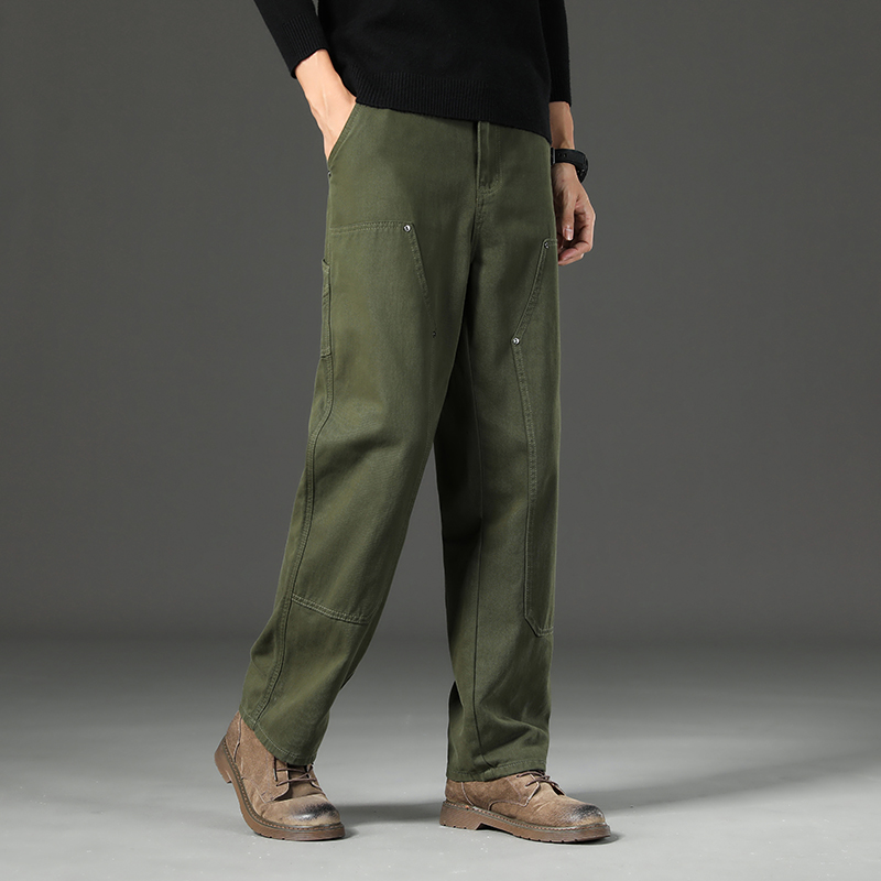 美式重磅复古伐木裤男春秋款宽松直筒cleanfit潮牌休闲工装裤子男