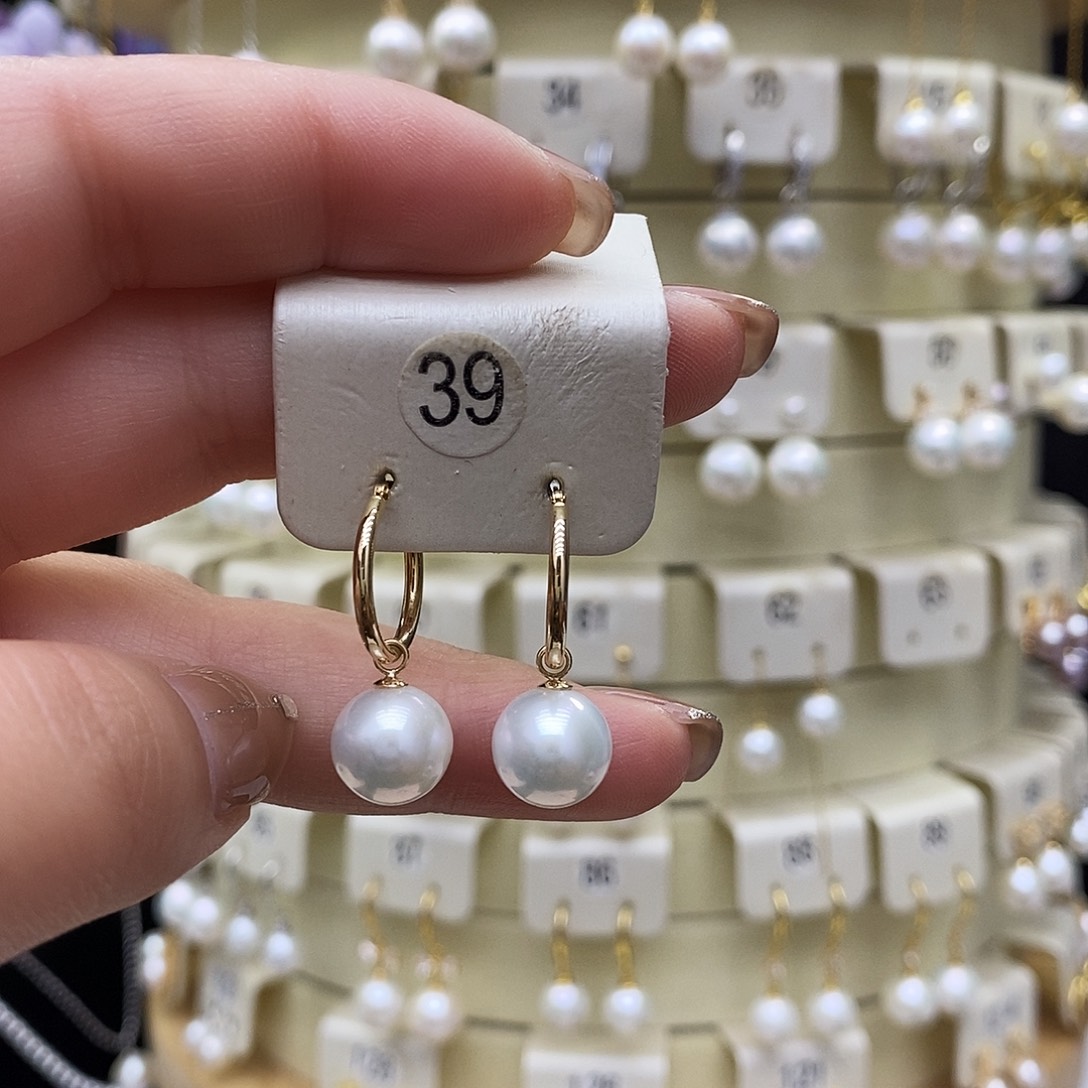 淡水珍珠耳饰18K金镶嵌