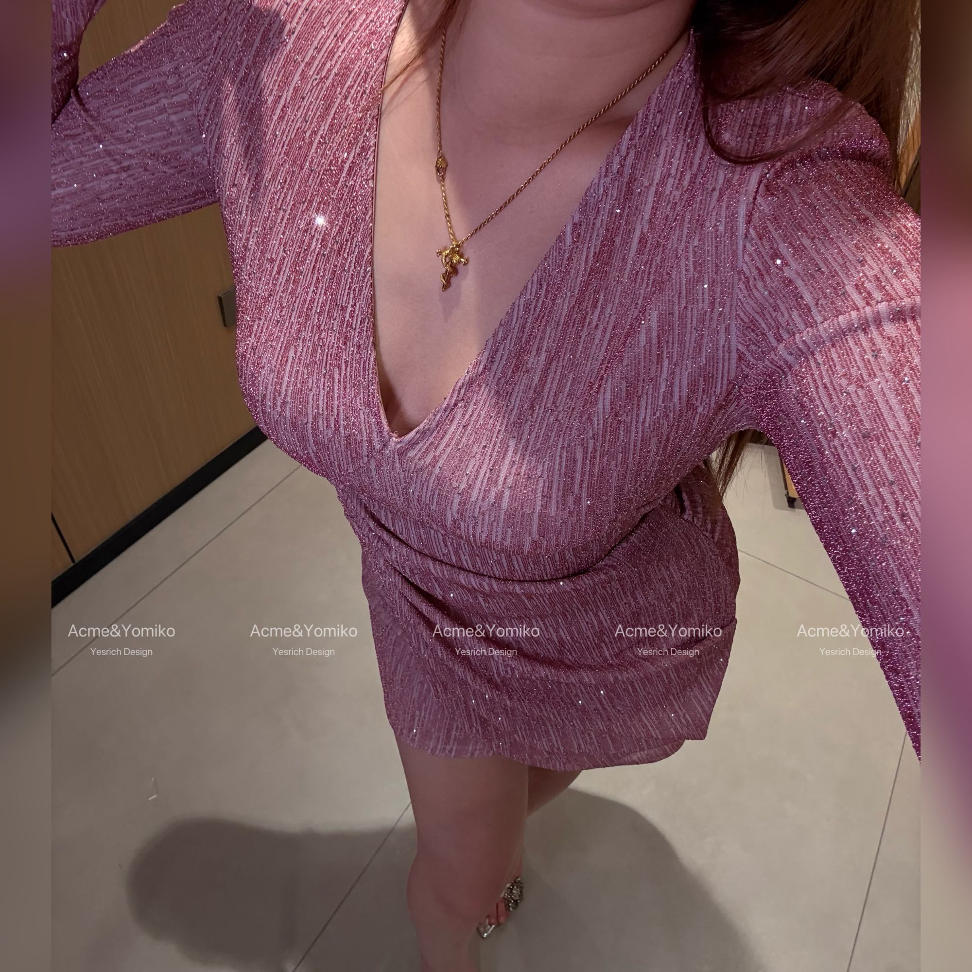 轩妮诗 法式赫本风纯欲气质细闪挡片设计收腰显瘦连衣裙G455/G462